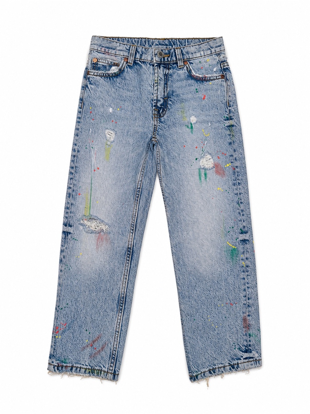 ‼️SALE‼️ Zara boys Light Wash Denim Jeans with Multicolor Paint Splatter